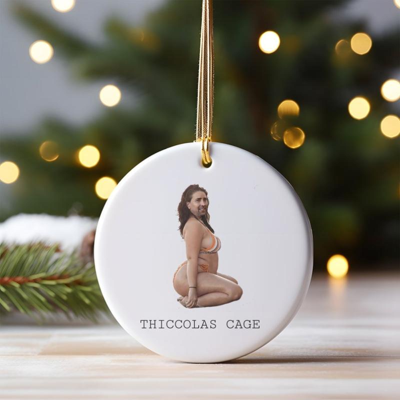 Thiccolas Cage Funny Christmas Ornament, Funny Nicolas Ornament, Gag Gift, Funny Gift for Brother #O129