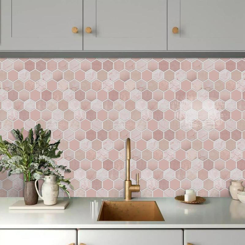 3D Faux Tile Sticker, 6 12 24pcs Self-adhesive Wall Sticker, Waterproof Wall Decal, Decorative Sticker for Kitchen, Living Room and Bathroom