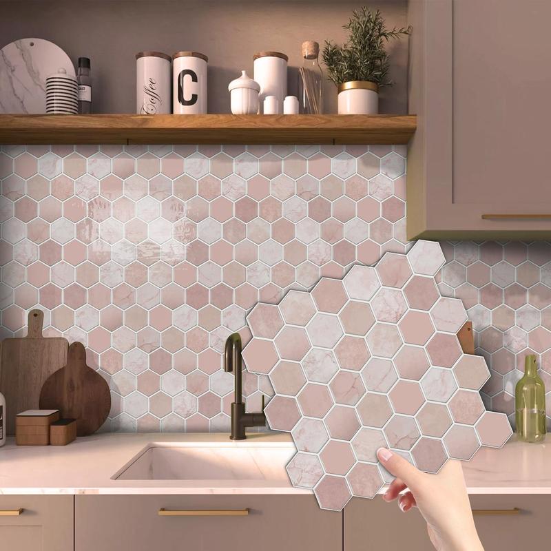 3D Faux Tile Sticker, 6 12 24pcs Self-adhesive Wall Sticker, Waterproof Wall Decal, Decorative Sticker for Kitchen, Living Room and Bathroom