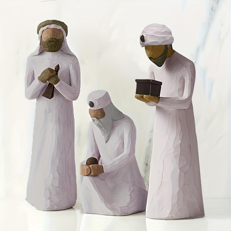 3pcs set Wise Men Design Decorative Craft, Resin Desk Decoration, Creative Desktop Decor For Home Office Festival Party Gift