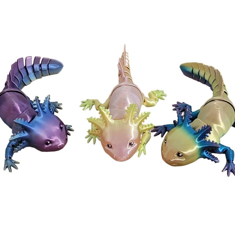 3D Printed Articulating Axolotl Figurine Decor Gift Animal Lover Colorful Decoration Fun Ornaments