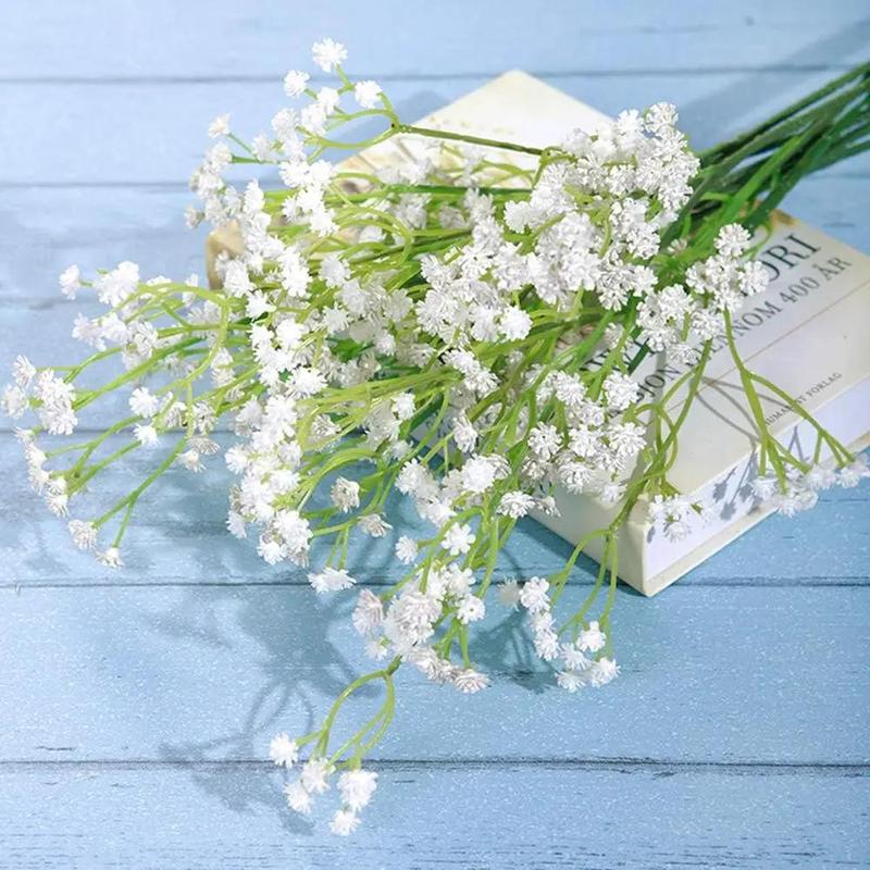 Artificial Gypsophila for Home Decor, 10pcs Faux Long Stem Baby Breath without Vase, Room Decor Simulated Fake Flower, Decorative Flower for Home Summer