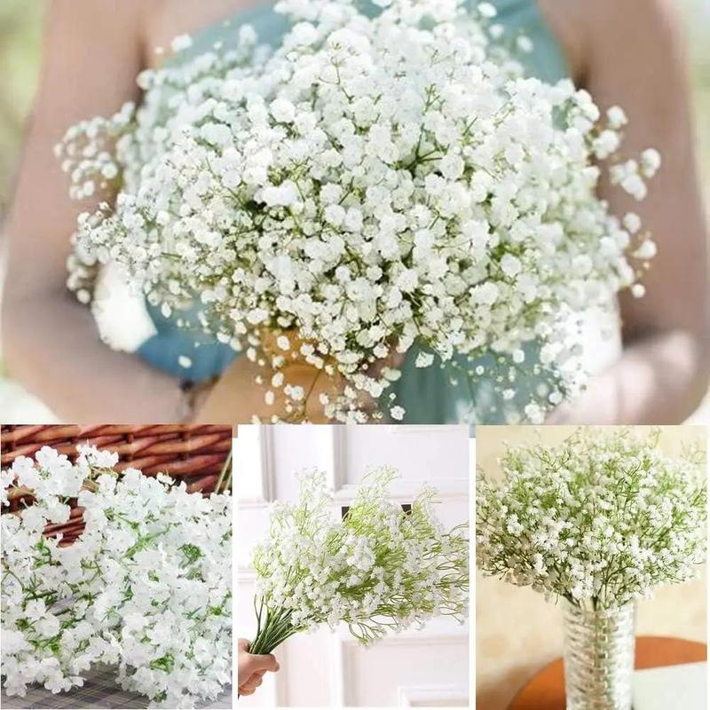 Artificial Gypsophila for Home Decor, 10pcs Faux Long Stem Baby Breath without Vase, Room Decor Simulated Fake Flower, Decorative Flower for Home Summer