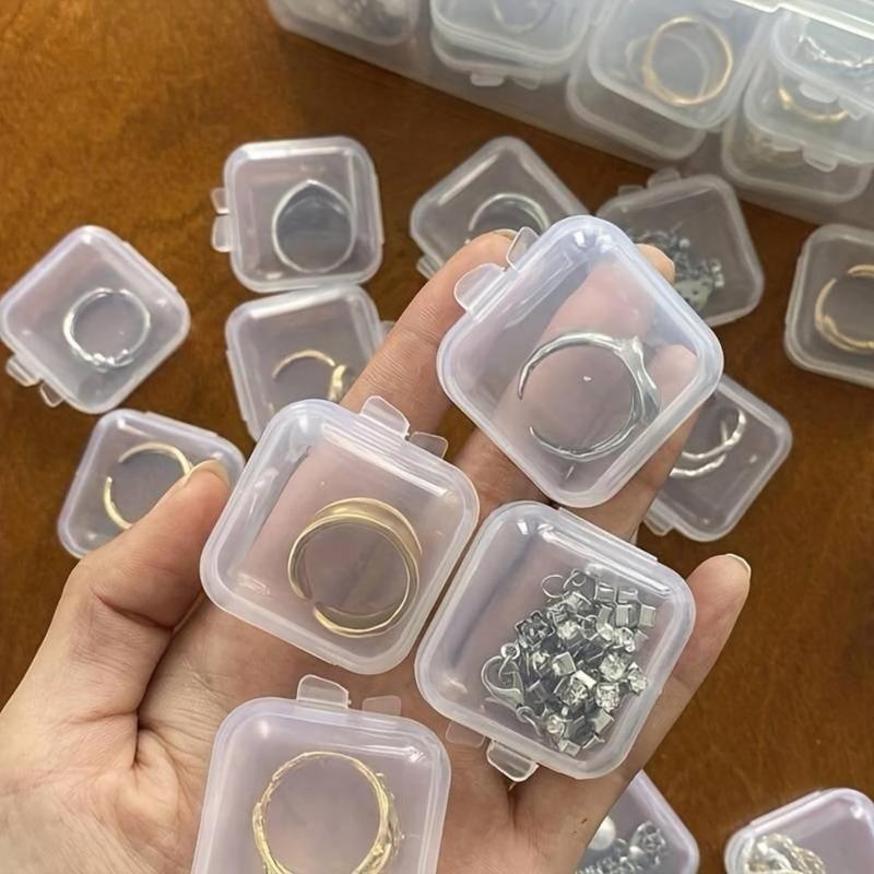 Multifunctional Clear Jewelry Mini Storage Box, 10pcs Portable Plastic Jewelry Organizer,  Storage Organizer,  Dustproof Organizer with Lid for Earring Necklace, Summer Gift