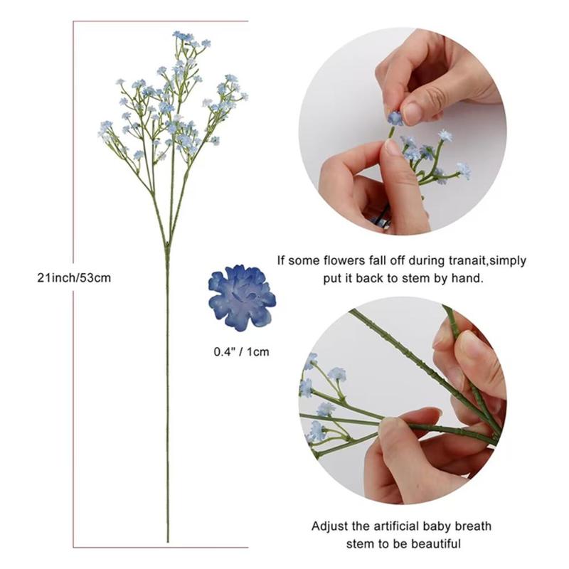 Artificial Gypsophila for Home Decor, 10pcs Faux Long Stem Baby Breath without Vase, Room Decor Simulated Fake Flower, Decorative Flower for Home Summer