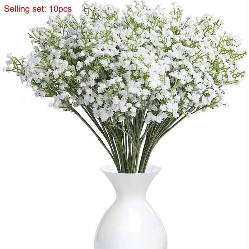 Artificial Gypsophila for Home Decor, 10pcs Faux Long Stem Baby Breath without Vase, Room Decor Simulated Fake Flower, Decorative Flower for Home Summer