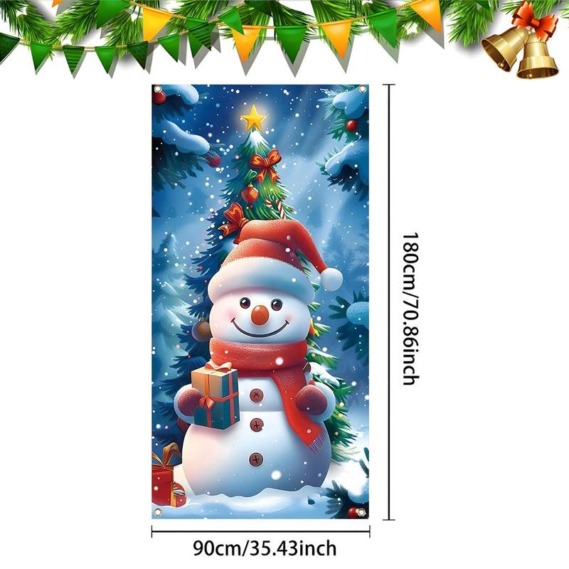 Snowman Pattern Door Banner, 1 Count Christmas Themed Door Hanging Banner, Festive & Party Supplies for Home Living Room Bedroom