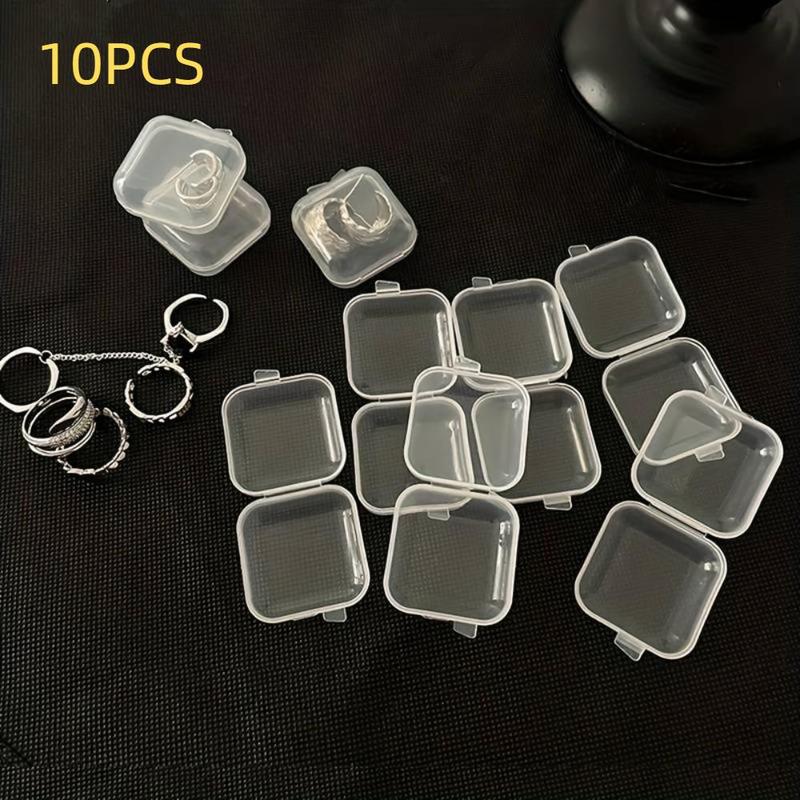 Multifunctional Clear Jewelry Mini Storage Box, 10pcs Portable Plastic Jewelry Organizer,  Storage Organizer,  Dustproof Organizer with Lid for Earring Necklace, Summer Gift