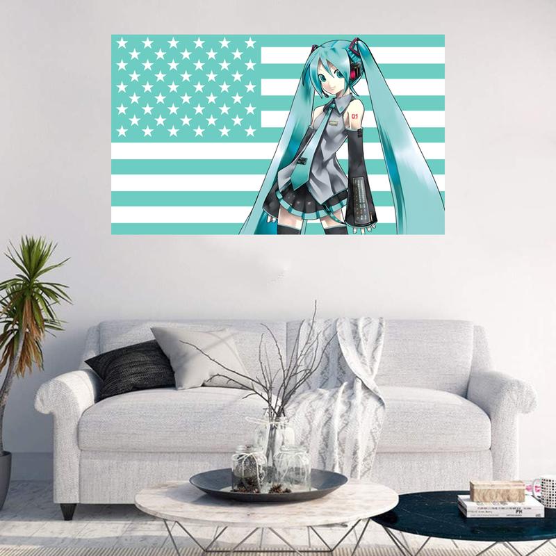 Hatsune Miku Flag 3x5 Feet Funny Chicken Tapestry Wall Decor Banner for Bedroom Living Room College Dorm Room Decor