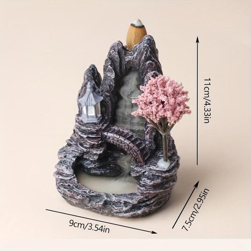 Mountain & Flowing Water Pattern Incense Burner, 1 Count Ramadan Backflow Incense Holder Decoration, Resin Desktop Ornament for Home Office