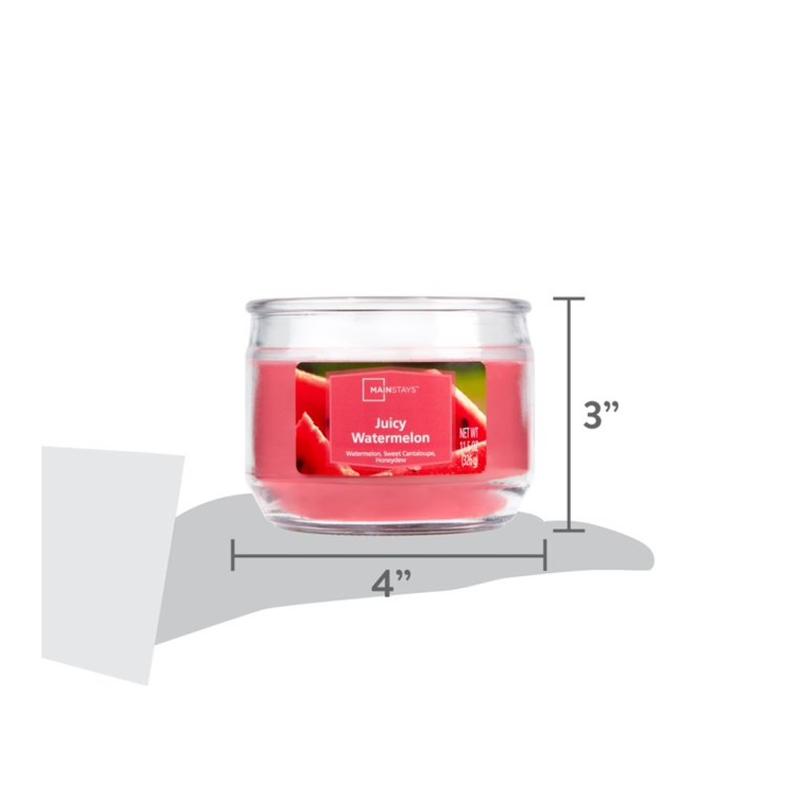 Mainstays Juicy Watermelon Scented 3-Wick Glass Jar Candle, 11.5 oz