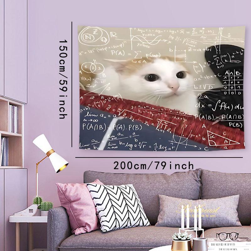 Cute Cat Pattern Tapestry, 1 Count Aesthetic Wall Hanging Decor, Wall Hanging Decor for Home Living Room Bedroom Office