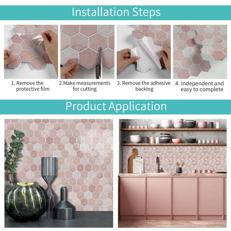 3D Faux Tile Sticker, 6 12 24pcs Self-adhesive Wall Sticker, Waterproof Wall Decal, Decorative Sticker for Kitchen, Living Room and Bathroom