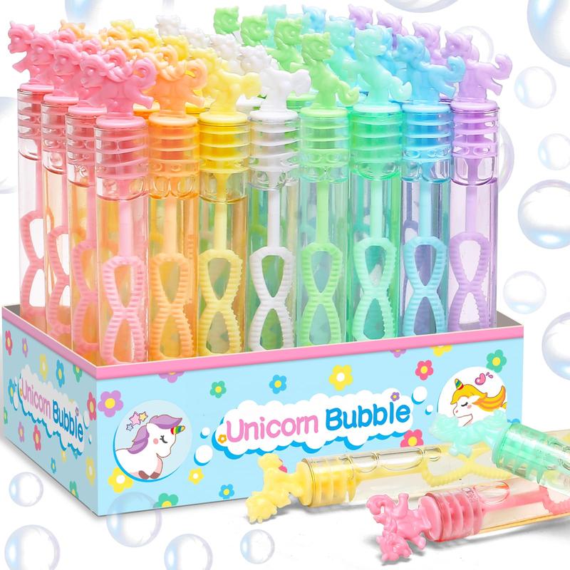 32 Piece Mini Party Favors with Display Box, Pastel Unicorn Party Favors ,Birthday Parties Decoration, Goodie Bag Stuffers Supplies, Bubbles Gift Toy Bulk, Carnival Prizes