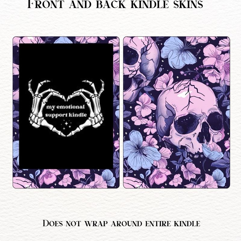 Kindle Skin, Front and Back Sticker for Kindle, Purple Halloween Dark Romance Skulls