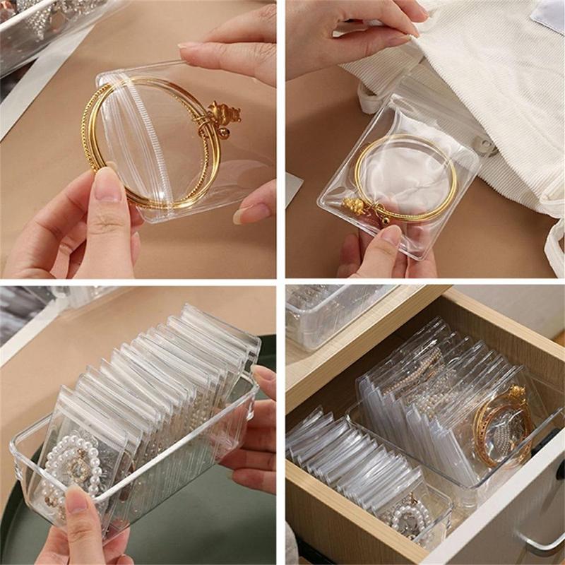 Clear Jewelry Storage Bag, 50pcs set Portable Waterproof Ziplock Storage Bag, Self Sealing Jewelry Organizer Pouch for Home & Travel