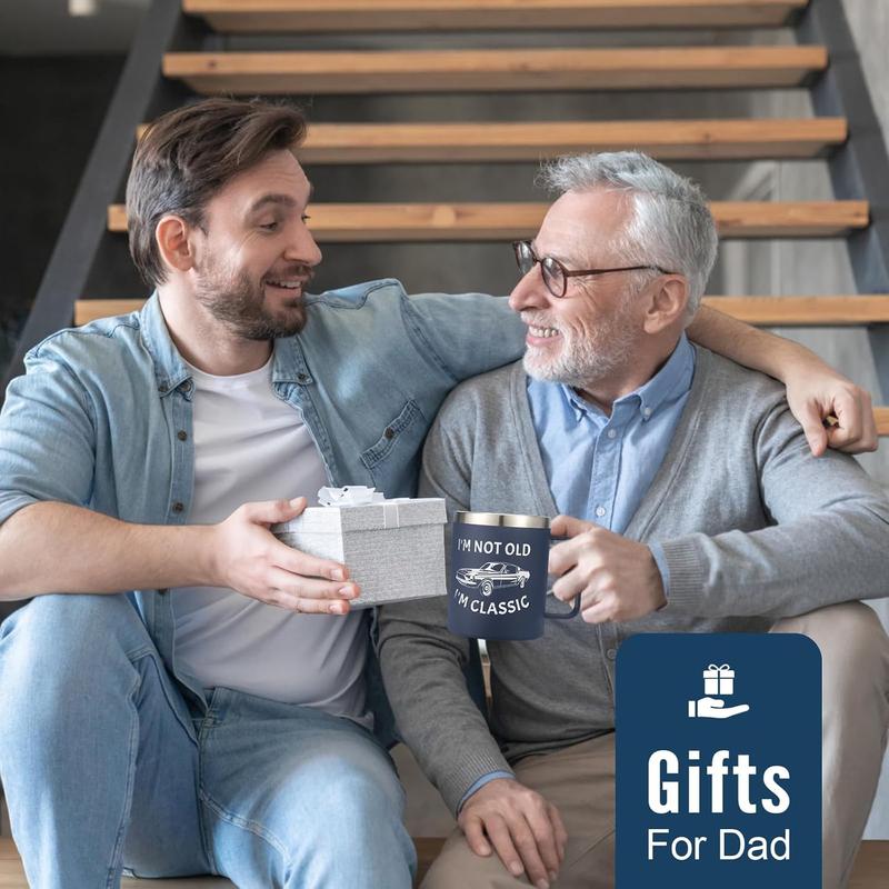 Christmas Gifts for Men, Retirement Gifts for Him, Funny Birthday Gifts for Husband, Grandpa, Dad Coffee Mug on Fathers Day (14oz, Navy Blue)