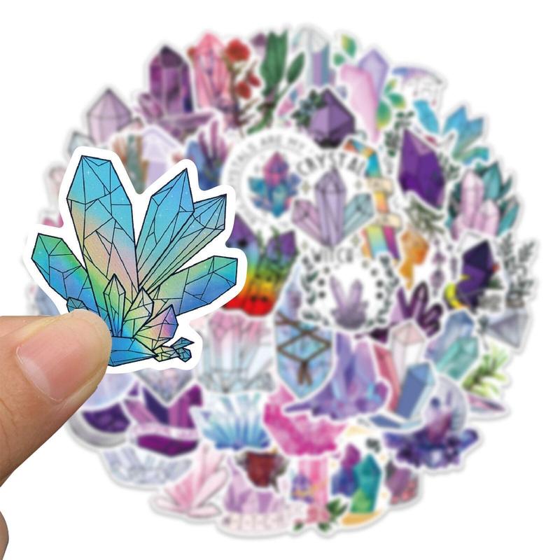 50pcs Gem Crystal Series Graffiti Stickers, Waterproof Self Adhesive Decor Paper, Decor Sticker for Gift Greeting Card Water Bottle Laptop Phone