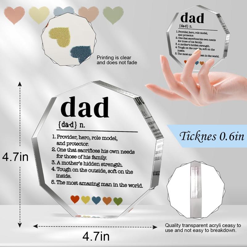 Dad Gifts from Daughter Son Wife Best Dad Ever Gifts Fathers Day Birthday Christmas Gifts for Father Stepdad Bonus Dad Single Dad New Dad Daddy Dad Definition Acrylic Decorative Signs Plaques