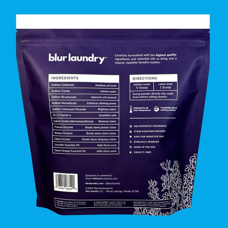 Blur Laundry, Laundry Detergent Powder, Stain-fighting Enzyme Trio with Oxygen Boost, Plant-derived and Mineral-based Ingredients