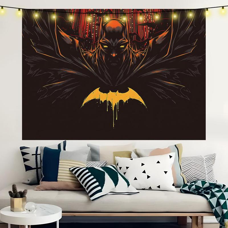 Cartoon Character Theme Batman Pattern Tapestry, 1 Count Wall Hanging Tapestry, Wall Decor for Home Living Room Bedroom