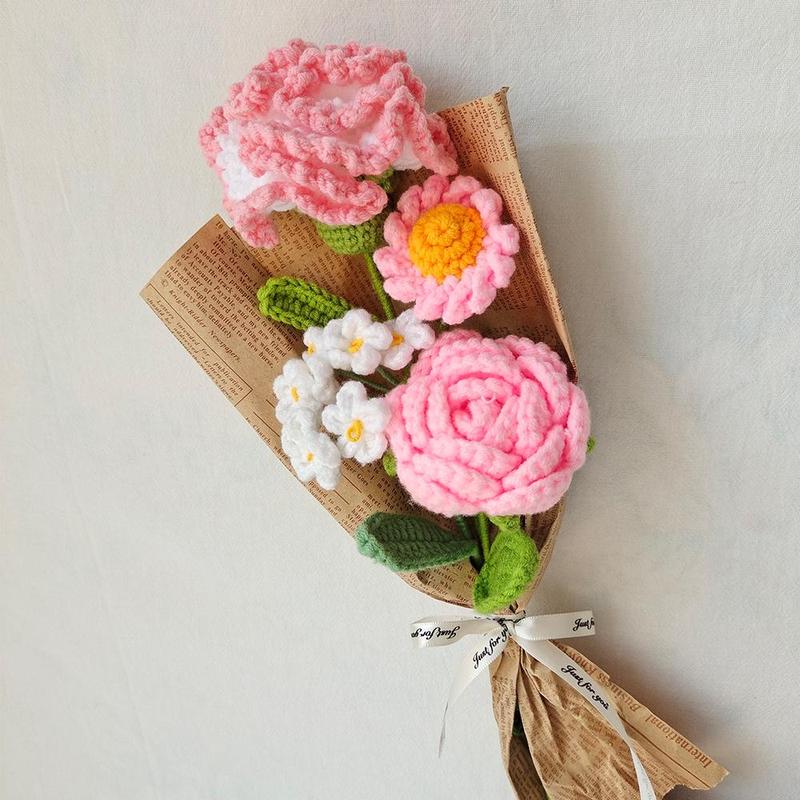 Hand-woven Flowers, Creative Summer Decorative Simulated Bouquet with Light Rope & Handbag, Exquisite Bouquet Gift for Birthdays & Parties, Mean Girls Decorations, Room Decor