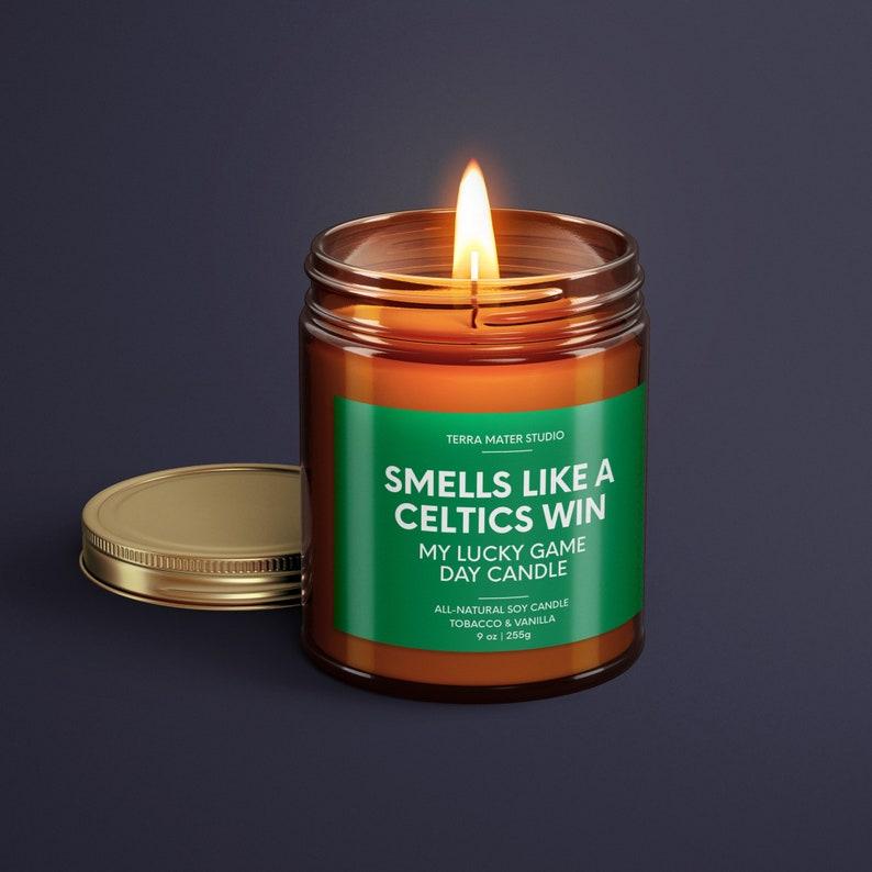 Smells Like A Celtics Win Candle, Boston Lucky Game Day Candle, Soy Candle, Boston Gift, Sports Gift, Basketball Decor, Unique Gift Idea, Basketball Candle, Basketball Gift, Candle Gift