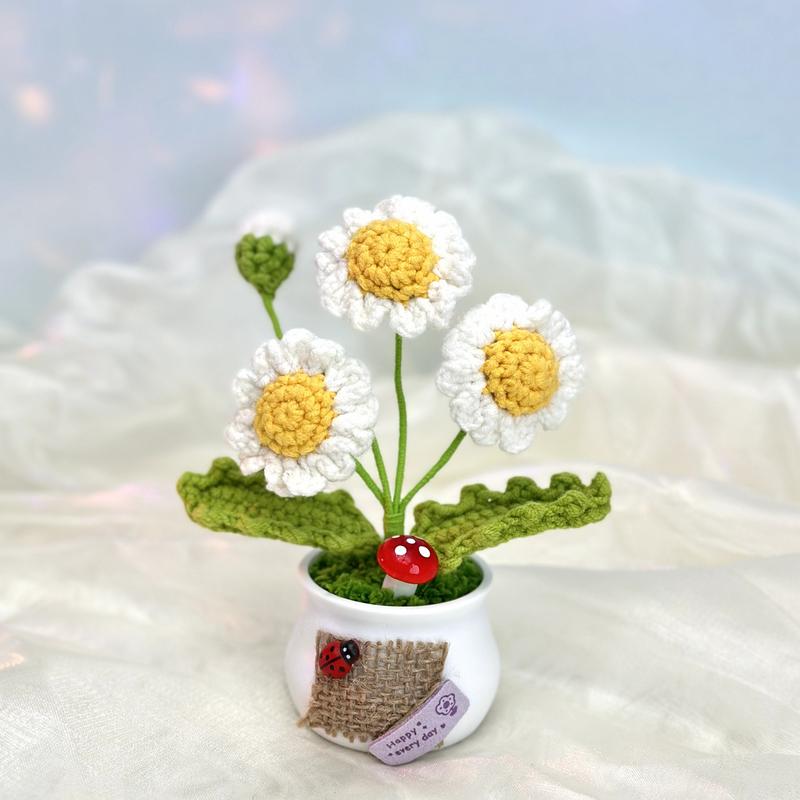 Crochet Flowers Artificial Sunflower for Office Desk Car Dashboard Decor,  Birthday Christmas Party,Decorations Gifts,Decorative Fruit