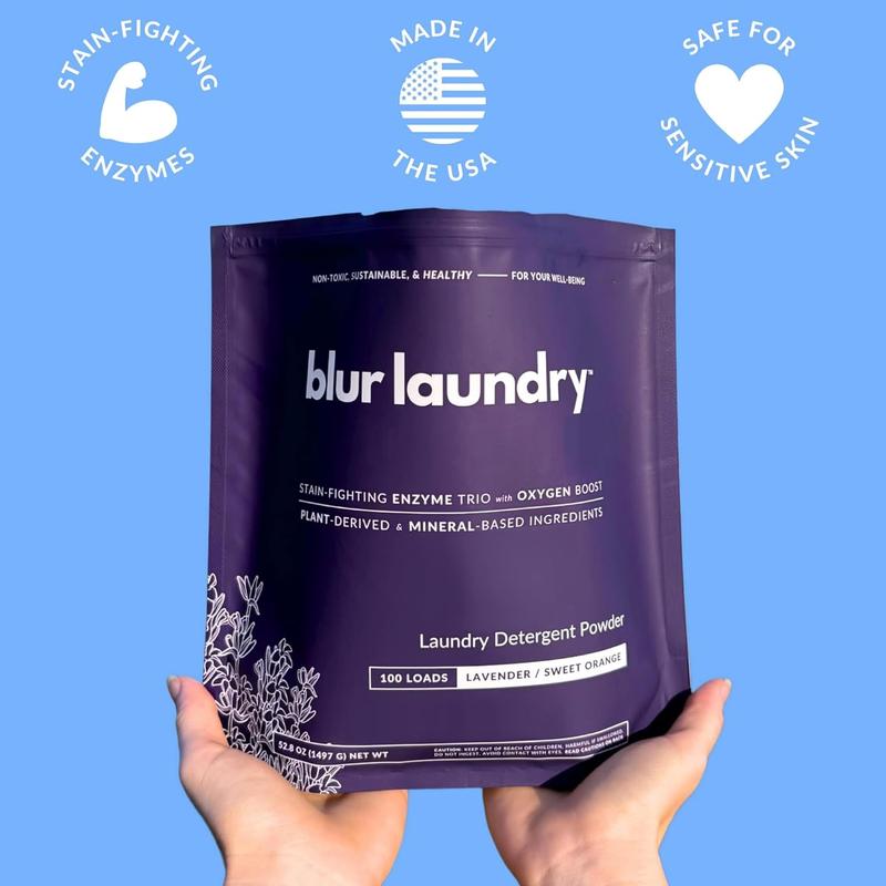 Blur Laundry, Laundry Detergent Powder, Stain-fighting Enzyme Trio with Oxygen Boost, Plant-derived and Mineral-based Ingredients