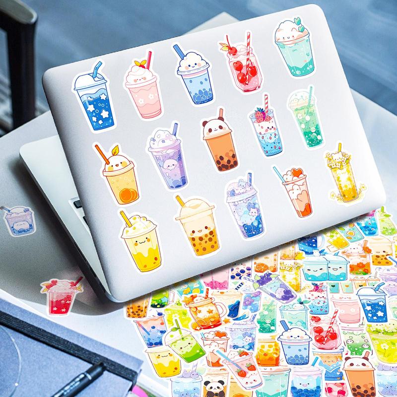 50pcs Cartoon Water Cup Drink Bottle Pattern Sticker, Decorative Collage Decal, DIY Decorative Sticker For Stationery Computer Water Bottle Skateboard