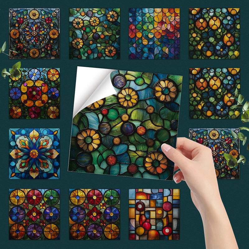 Vintage Pattern Tile Sticker, Self-adhesive Waterproof & Oil-proof Tile Sticker, DIY Decorative Wall Sticker for Kitchen & Bathroom