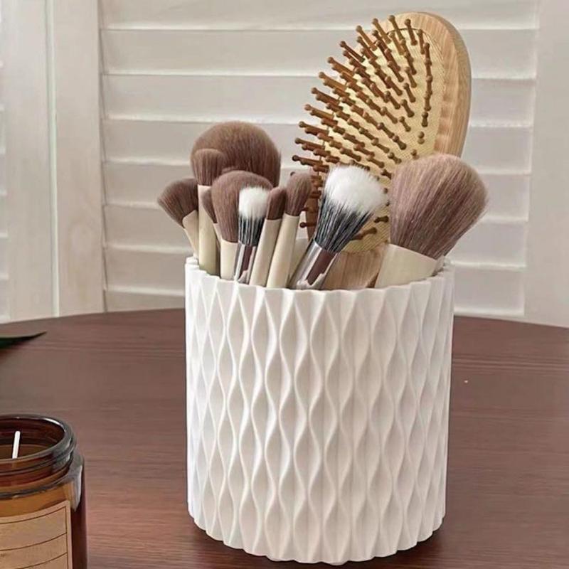 360 Degree Rotation Makeup Brush Holder, Modern Geometric Design Makeup Box, Multi-grid Multi-functional Desktop Cosmetic Organizer