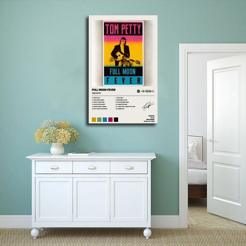 Tom Petty Full Moon Fever Music Album Cover Signed Limited Scannable Song Code Music Poster Canvas Poster Bedroom Decor Sports Landscape Office Room Decor Gift