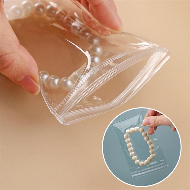 Clear Jewelry Storage Bag, 50pcs set Portable Waterproof Ziplock Storage Bag, Self Sealing Jewelry Organizer Pouch for Home & Travel