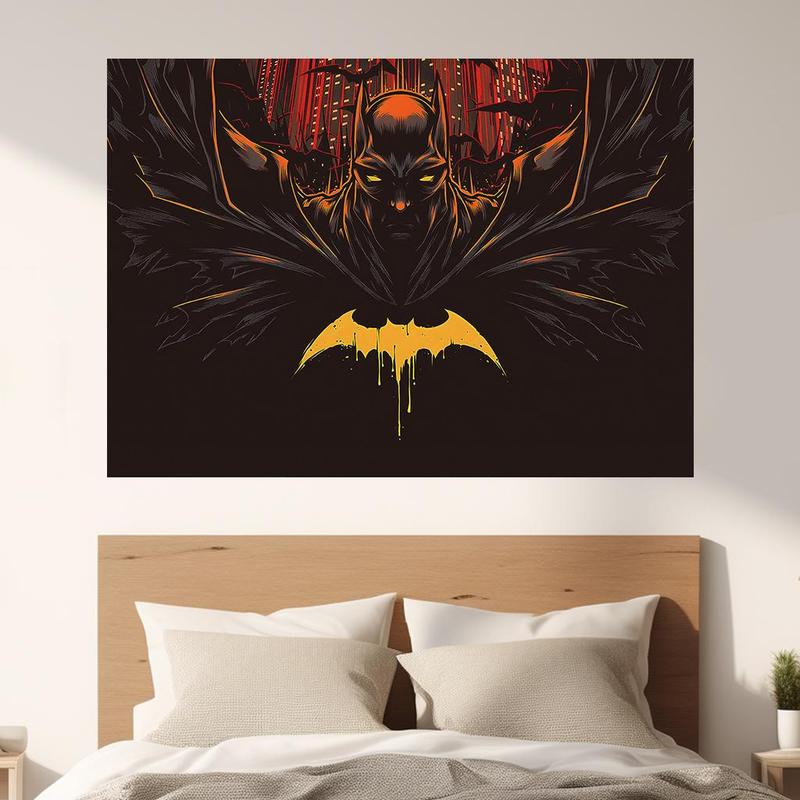 Cartoon Character Theme Batman Pattern Tapestry, 1 Count Wall Hanging Tapestry, Wall Decor for Home Living Room Bedroom