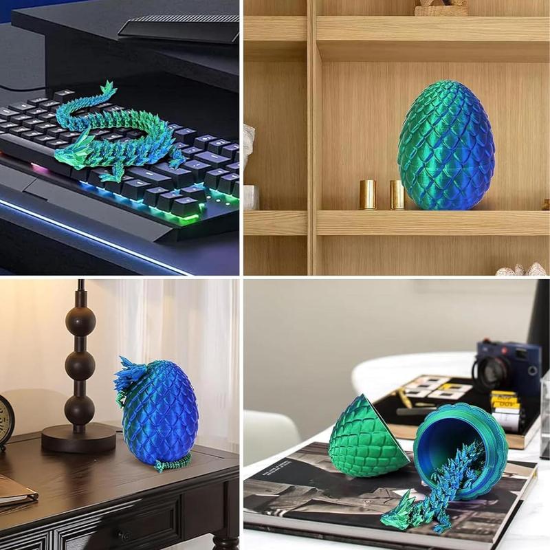 3D Printed Crystal Dragon & Egg Set, Car Interior Desktop Decoration, Car Interior Accessories, Gift Set for Car, Home, Office