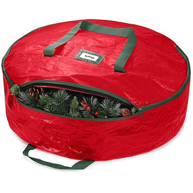 Christmas Wreath Storage Bag, 1 Count Durable Zipper Wreath Storage Bag with Carry Handles, Home Organizer for Seasonal Holiday Wreath Decorations