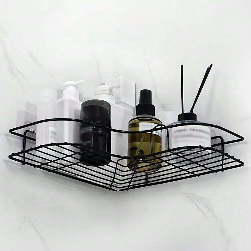 Wall Mounted Bathroom Storage Rack, Punch Free Corner Shower Rack, Bathroom Accessories, Home Organizer for Bathroom, Kitchen, Living Room