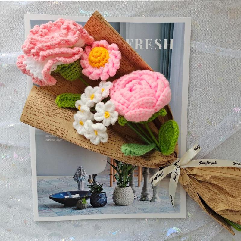 Hand-woven Flowers, Creative Summer Decorative Simulated Bouquet with Light Rope & Handbag, Exquisite Bouquet Gift for Birthdays & Parties, Mean Girls Decorations, Room Decor