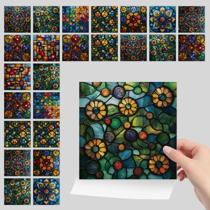 Vintage Pattern Tile Sticker, Self-adhesive Waterproof & Oil-proof Tile Sticker, DIY Decorative Wall Sticker for Kitchen & Bathroom