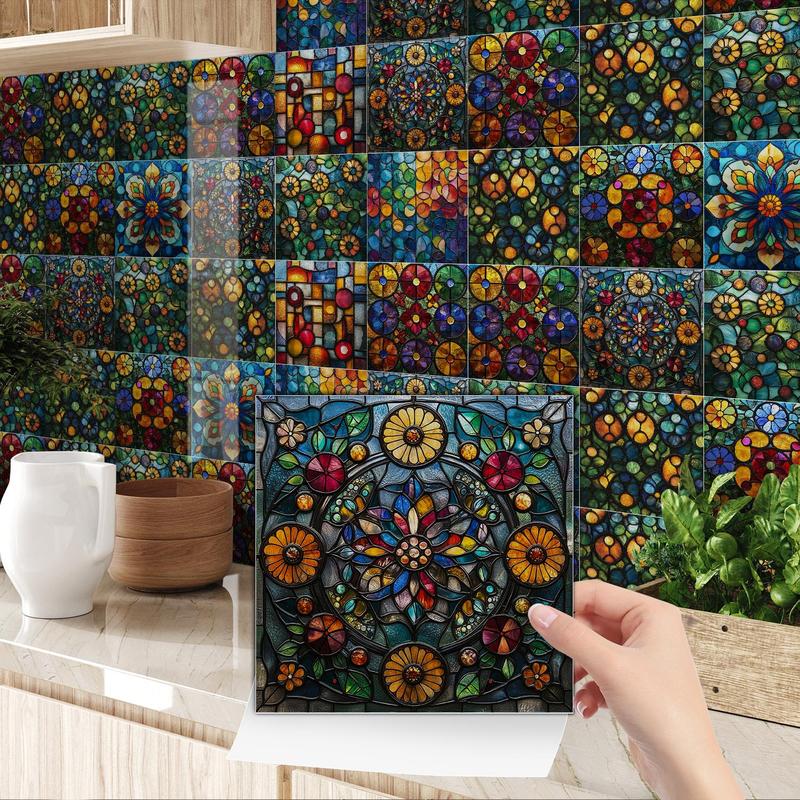 Vintage Pattern Tile Sticker, Self-adhesive Waterproof & Oil-proof Tile Sticker, DIY Decorative Wall Sticker for Kitchen & Bathroom