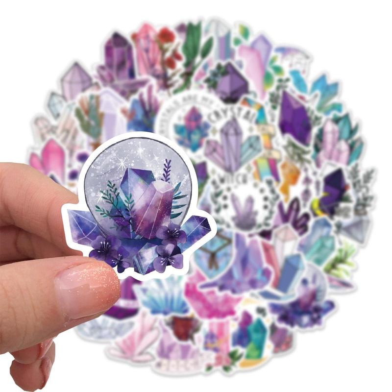 50pcs Gem Crystal Series Graffiti Stickers, Waterproof Self Adhesive Decor Paper, Decor Sticker for Gift Greeting Card Water Bottle Laptop Phone