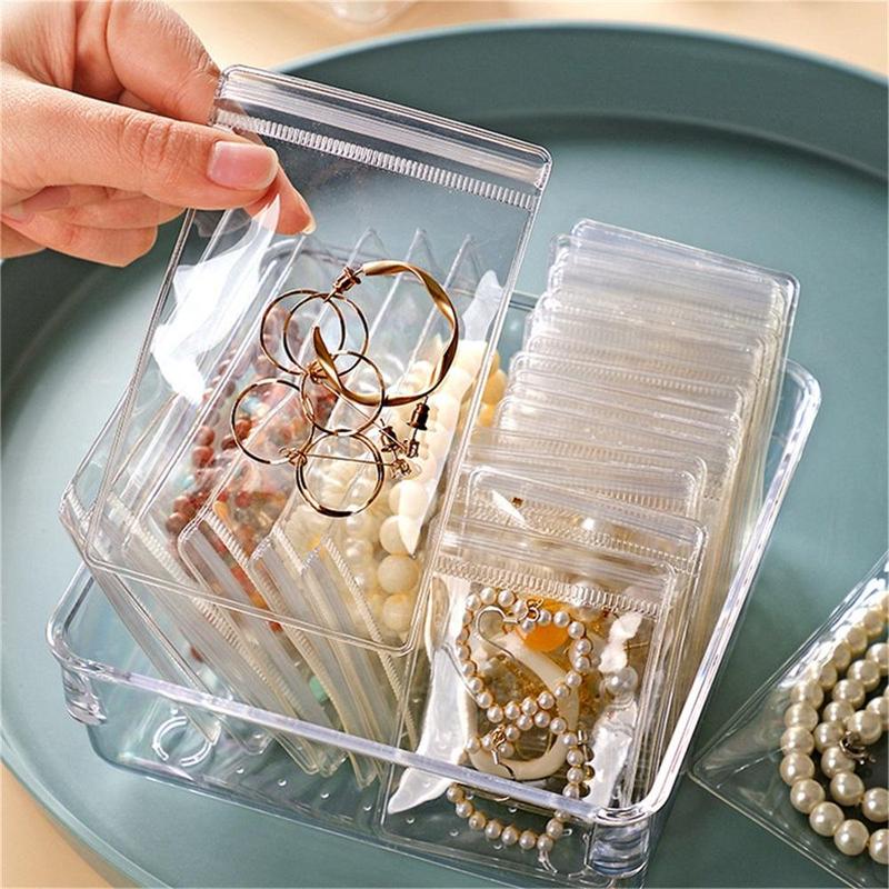 Clear Jewelry Storage Bag, 50pcs set Portable Waterproof Ziplock Storage Bag, Self Sealing Jewelry Organizer Pouch for Home & Travel