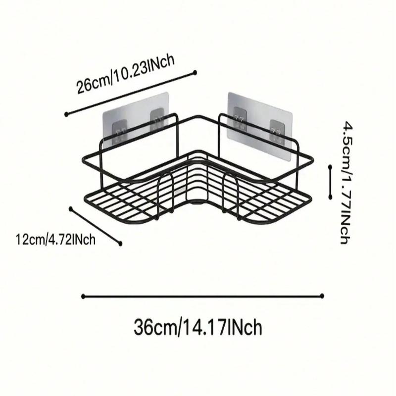 Wall Mounted Bathroom Storage Rack, Punch Free Corner Shower Rack, Bathroom Accessories, Home Organizer for Bathroom, Kitchen, Living Room