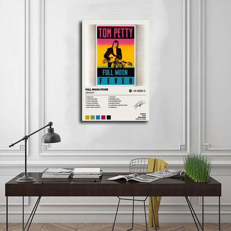 Tom Petty Full Moon Fever Music Album Cover Signed Limited Scannable Song Code Music Poster Canvas Poster Bedroom Decor Sports Landscape Office Room Decor Gift