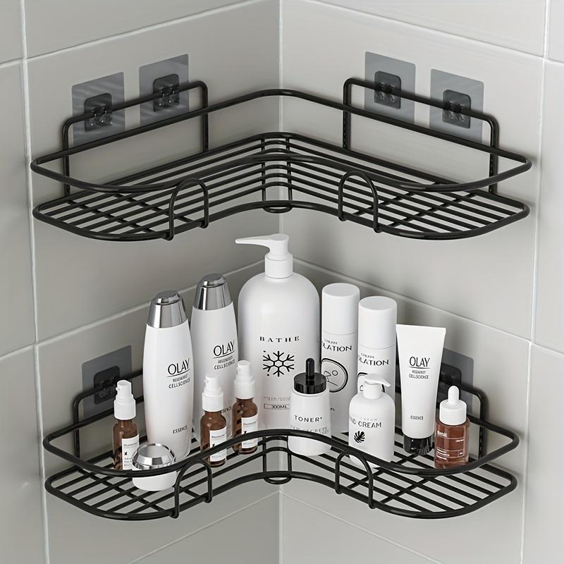 Wall Mounted Bathroom Storage Rack, Punch Free Corner Shower Rack, Bathroom Accessories, Home Organizer for Bathroom, Kitchen, Living Room