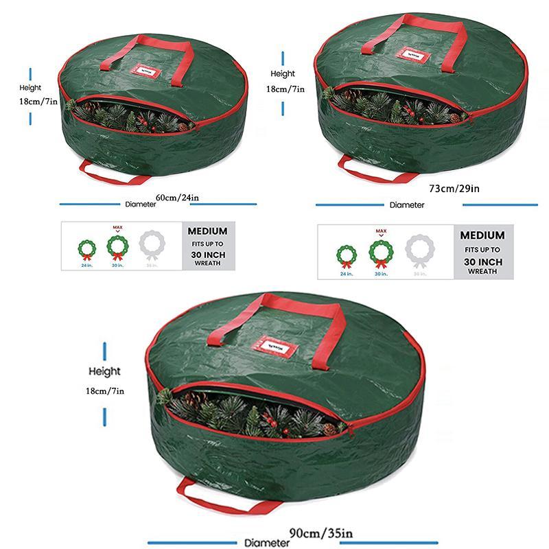 Christmas Wreath Storage Bag, 1 Count Durable Zipper Wreath Storage Bag with Carry Handles, Home Organizer for Seasonal Holiday Wreath Decorations