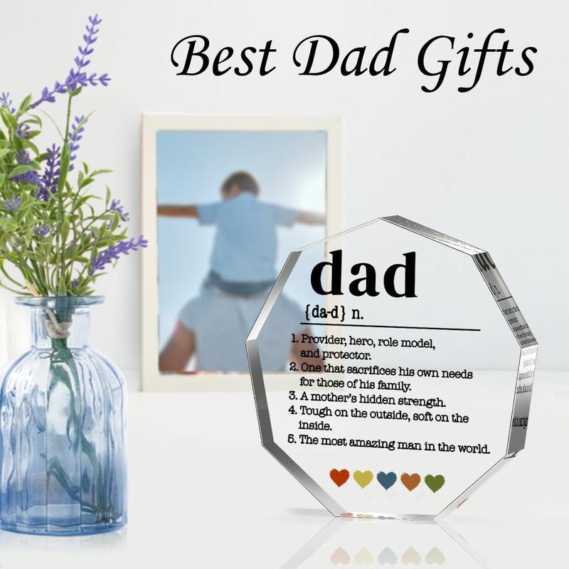 Dad Gifts from Daughter Son Wife Best Dad Ever Gifts Fathers Day Birthday Christmas Gifts for Father Stepdad Bonus Dad Single Dad New Dad Daddy Dad Definition Acrylic Decorative Signs Plaques