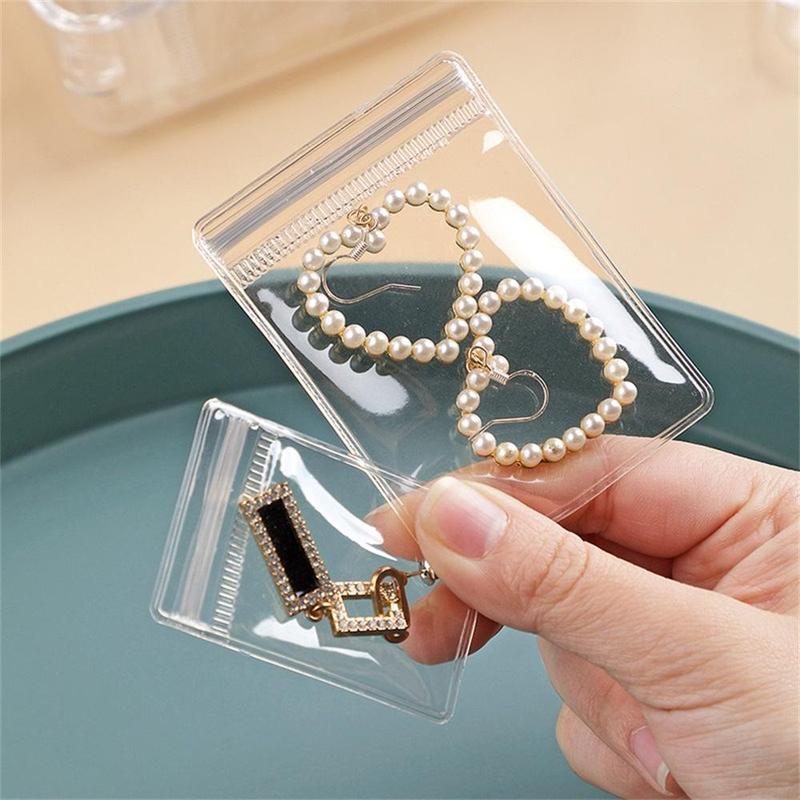 Clear Jewelry Storage Bag, 50pcs set Portable Waterproof Ziplock Storage Bag, Self Sealing Jewelry Organizer Pouch for Home & Travel