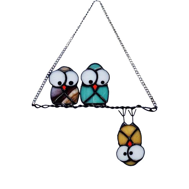 Owl Design Acrylic Window Hanging, 1 Count Lovely Bird Suncatcher for Hanging Ornament, Window Decor for Home Bathroom Balcony Garden Office